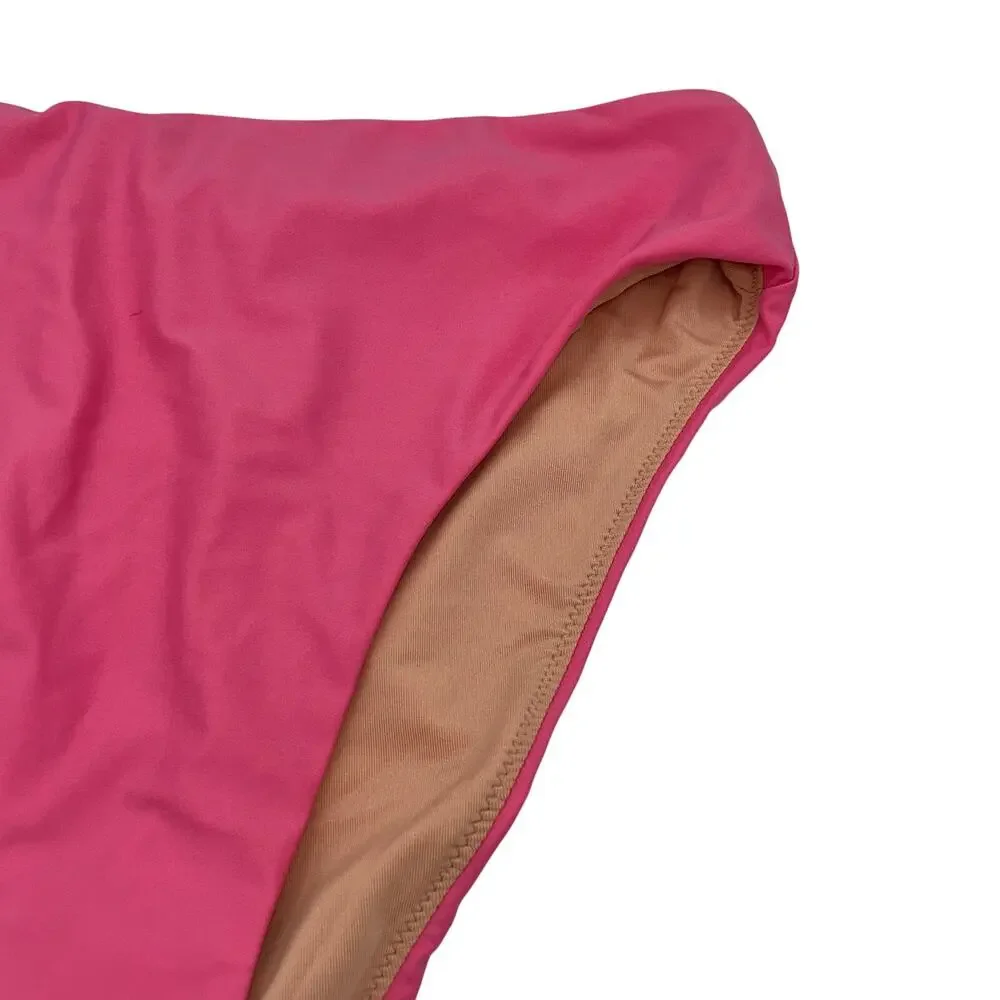 New J. Crew Pink High Rise Bikini Swim Bathing Suit Bottom Women's Size Medium